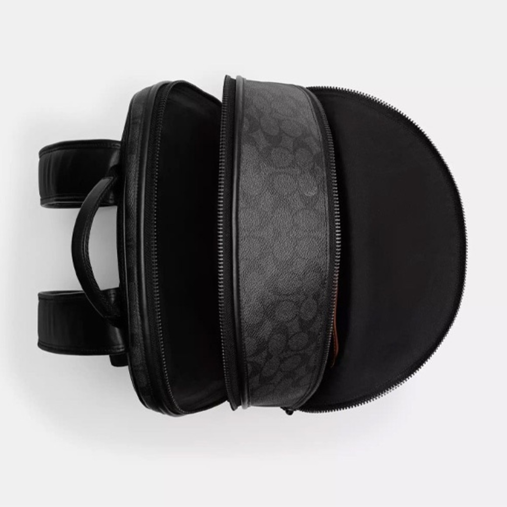 Coach ๐๐๐ Black Signature Canvas Backpack with Leather Trim NEW - Picture 5 of 16